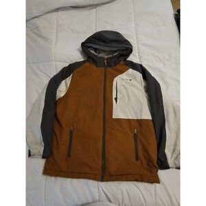 Swiss Tech Youth Hooded Jacket Brown Gray White Fleece Lined Size XL (14–16)